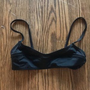 Solid and Striped black bikini top
